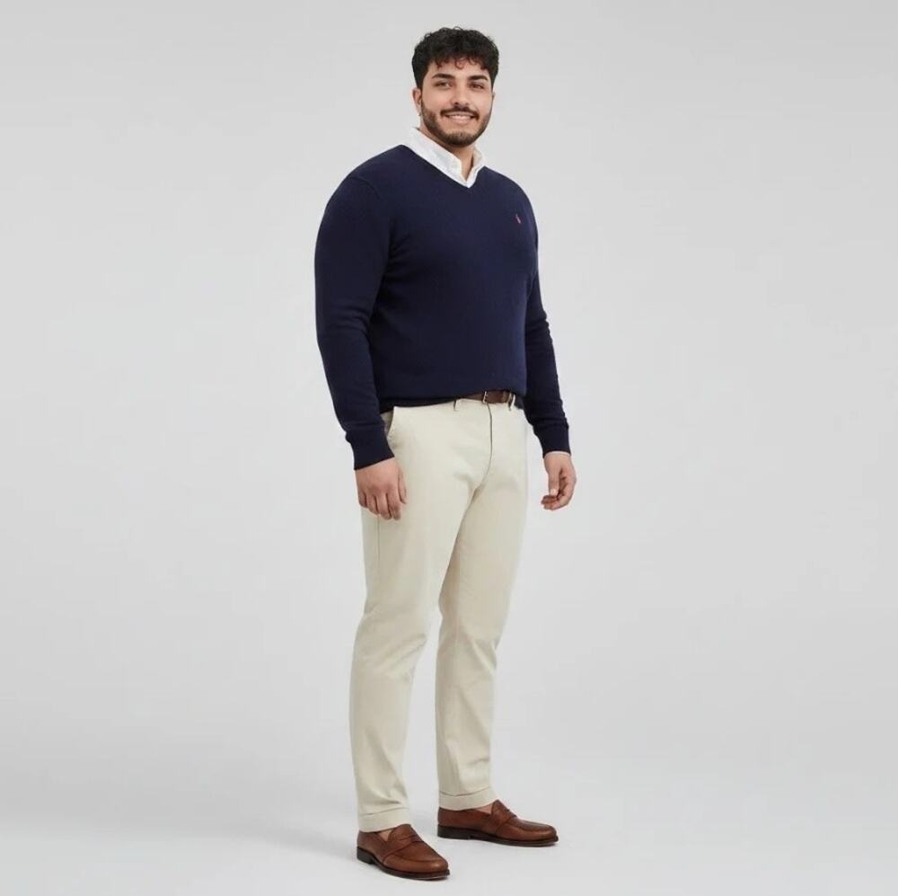 42X32 Polo Ralph Lauren Men's Straight Fit Chino Pants Flat Front Beige Khaki